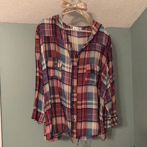 NWOT - Hooded Flannel Top